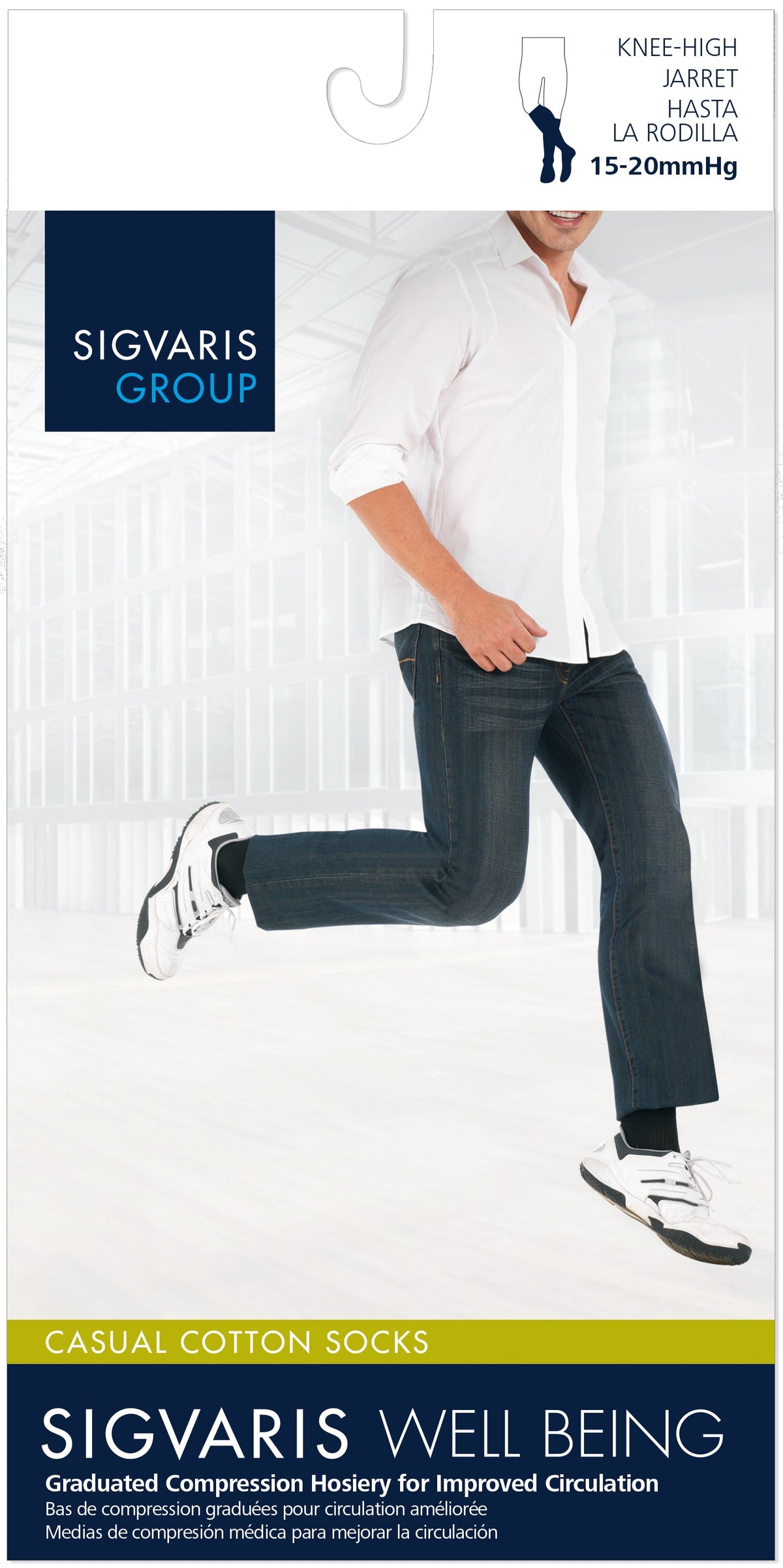 Sigvaris Casual Cotton 15-20 mmHg Knee High Closed Toe for Men
