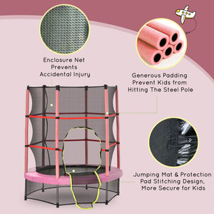 55" Kids Trampoline with Enclosure Net for Indoor/Outdoor, Trampoline for Boys and Girls Age 3-6 Years, Red – view 15