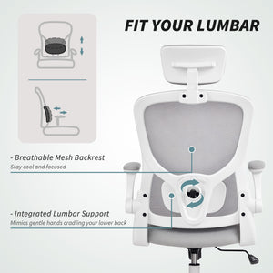 Ergonomic Office Chair, Mesh Desk Chair with Adjustable Headrest, Lumbar Support and Height – view 11