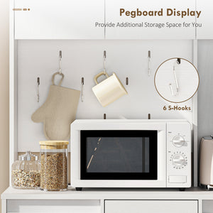 71" Pantry Cabinet with Charging Station, Kitchen Storage Cabinet with Microwave Stand, Pegboard – view 12
