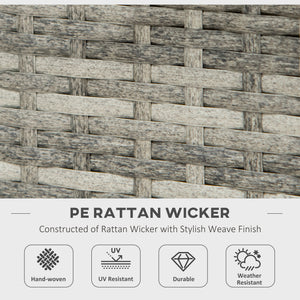 28 Inch Propane Fire Pit Table, 40,000 BTU Rattan Gas Fire Pit Table with Rain Cover, Mesh Lid, Lava Stone, Mixed Grey