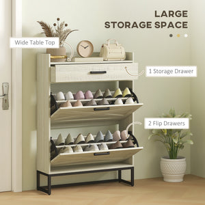 Slim Shoe Storage with 2 Flip Drawers and Adjustable Shelves Shoe Cabinet Organizer for 12 Pair – view 10
