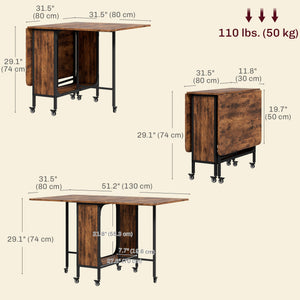 Folding Dining Table, Extendable Kitchen Table for Small Spaces with Storage Shelf and 6 Wheels – view 23
