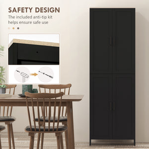 67" 4-Door Kitchen Pantry Cabinet, Freestanding Storage Cabinet Cupboard with Adjustable Shelves, Black – view 5