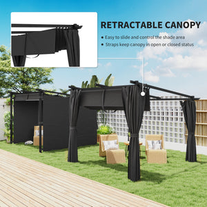 8' x 8.5' Metal Retractable Pergola Canopy with Sidewalls, Outdoor Gazebo UPF30+ Sun Shade Shelter for Garden, Deck