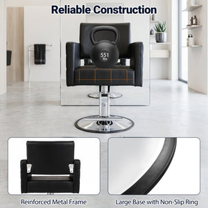Barber Salon Chair Beauty Styling Chair with Hydraulic Pump and Adjustable Height 360°Swivel Spa Chair-Black view 7