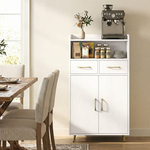 Bathroom Storage Cabinet Freestanding Floor Cabinet with 2 Drawers and 2 Doors-White view 3