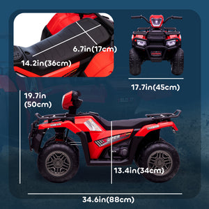 Aosom 12V Kids ATV Quad, 4 Wheeler Battery Powered Electric Vehicle with Music MP3, Headlights, High Low Speed, Treaded Tires, for Boys and Girls Ages 37-60 Months