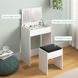 Modern Vanity Set with Makeup Table and Cushioned Stool – view 5
