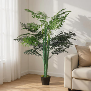 5FT Artificial Palm Tree, Fake Tropical Tree with Lifelike Leaves, Faux Plant in Pot for Indoor Decoration, Green