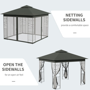 10'x10' Soft-top Steel Patio Gazebo Outdoor Sun Shelter with 2-Tier Polyester Roof, Curtain Sidewalls, Beige – view 26