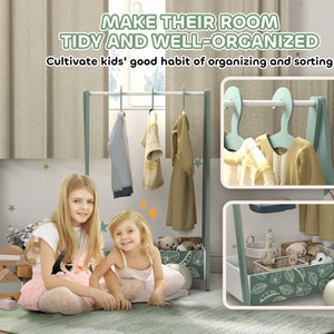 Qaba Kids Clothing Rack with Storage Shelf, Hangers, for Nursery Room, Living Room, Playroom