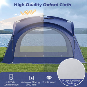 Beach Tent for 12-15 People Easy Setup Dome Canopy Tent with 4 Removable Zippered Sidewalls-Blue view 7