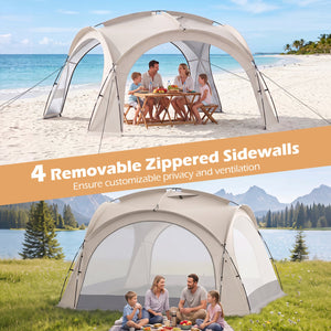 Beach Tent for 12-15 People Easy Setup Dome Canopy Tent with 4 Removable Zippered Sidewalls-Brown view 6