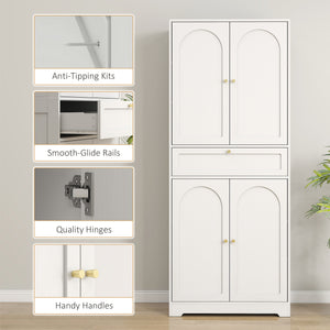 72.4" Tall Kitchen Pantry Cabinet, Modern Freestanding Storage Cabinet with Shaker Doors and Adjustable Shelves, White