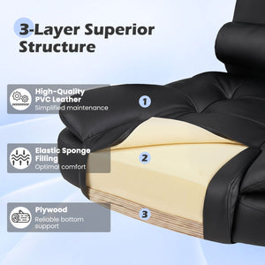 Big High Back Executive Chair with Linkage Armrests and Leather Padded Seat for Office-Black view 8