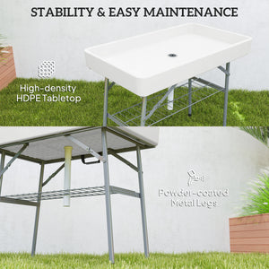 3.4ft Folding Ice Cooler Table with Drain, Outdoor Patio Party Cooler for Drinks – view 5