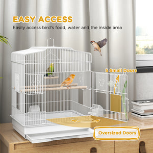 23" Bird Cage, Finches Canaries, Parrot Cage with Doors Perches, 2 Feeder Pet Supplies, White