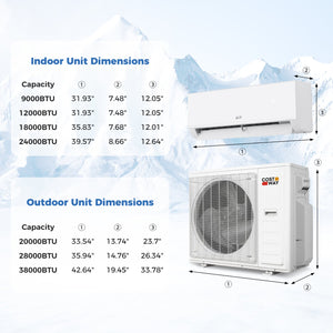 Blast Pro 38000 BTU 2 Zone 20 SEER2 Mini Split AC with Heat Pump-12K + 24K view 3