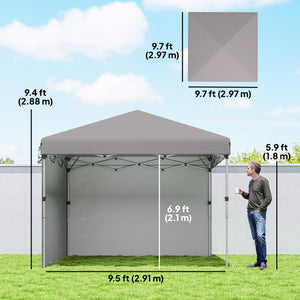 10' x 10' Pop Up Canopy with Sidewalls, Roller Bag, Height Adjustable Instant Tent for Outdoor, Garden – view 16