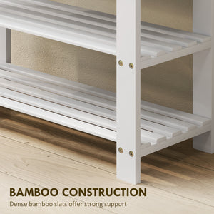 Bamboo Shoe Storage Bench, 3-Tier Entryway Bench with 2 Storage Shelves for Hallway, Holds 6 Pairs, Black – view 13