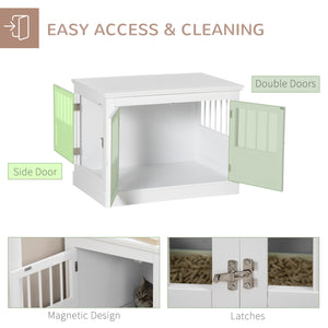 31" Dog Crate Furniture End Table with Three Doors for Small Dogs, Coffee – view 11
