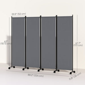 Folding Room Divider, Privacy Screen for Home Office Bedroom, 5.6FT Tall, Dark Grey – view 16