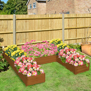 DIY 5-box Garden Planter with Open Bottom for Outdoor Plants, Vegetables, Flowers, Herbs, Brown – view 7