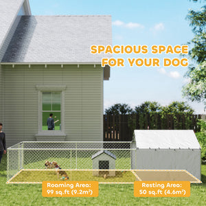 Galvanized Steel Dog Kennel Outdoor with Waterproof & UV-Resistant Cover for Large Dogs, 13.1' x 7.5' x 7.5' – view 10