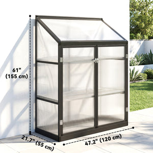 Polycarbonate Greenhouse with 2-Tier Shelves Gardening Green House for Patio Garden, Black