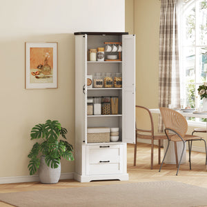 71" Tall Kitchen Pantry Cabinet, Farmhouse Kitchen Storage Cabinet with 2 Drawer and Adjustable Shelves – view 13