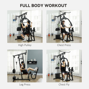 Soozier Home Gym Weights Machine, Multi Gym Lat Pulldown and Leg Workout Equipment with 99lbs Weight Stack