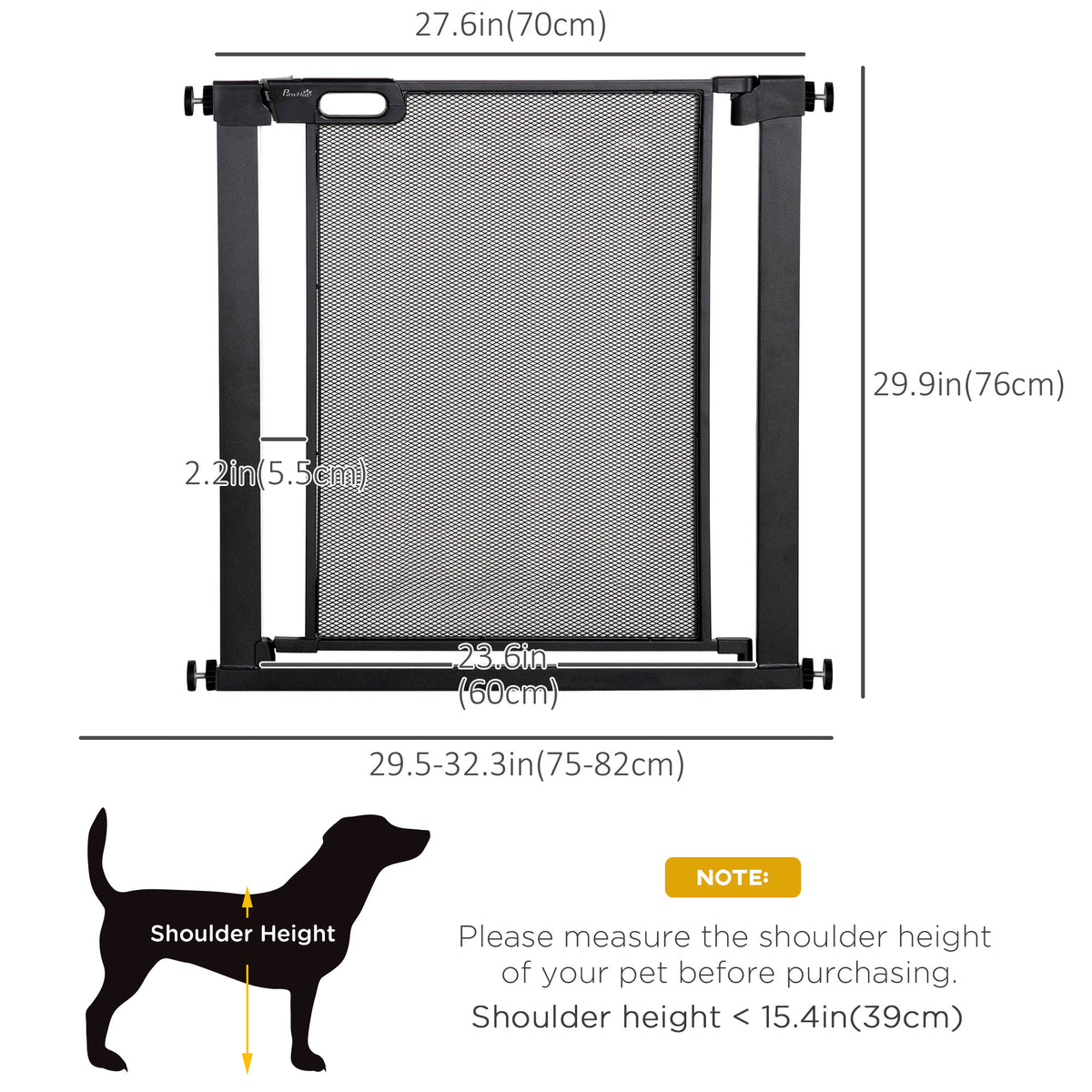 29.5"-32.3" Metal Pet Gate, w/ Auto Closing Door, Double Locking, Dog Gate for Doorways, Stairs, Hallways – view 2