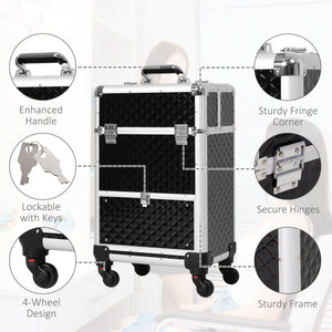 Portable Aluminum Makeup Train Cases, Rolling Makeup Case – view 3
