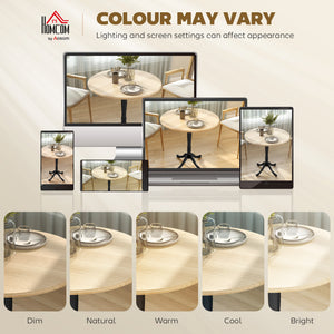 Dining Table for 2-4 People, Modern Round Kitchen Table with Pedestal Steel Base, 80cm, Natural Wood and Black