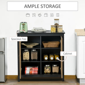 Kitchen Sideboard, Glass Door Buffet Cabinet, Accent Storage Cabinet with 2 Glass Doors and Adjustable Shelf for Dining Room, Living Room, Black Wood Grain