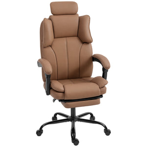 Reclining Office Chair, Executive Desk Chair with Pet-Friendly Fabric, Headrest, Footrest, Swivel Wheels – view 8