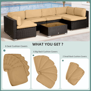 Outdoor 14pc Patio Rattan Sofa Set Cushion Polyester Cover Replacement Set - No Cushion Included Beige – view 9