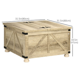 Farmhouse Coffee Table, Square Center Table with Flip-top Lids, Hidden Storage Compartment and Wooden Legs – view 2