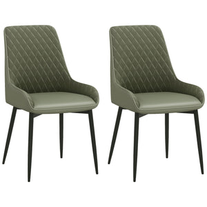 Upholstered Kitchen Chairs, Modern Dining Chairs Set of 2 with Diamond Tufting and Steel Legs for Dining – view 6