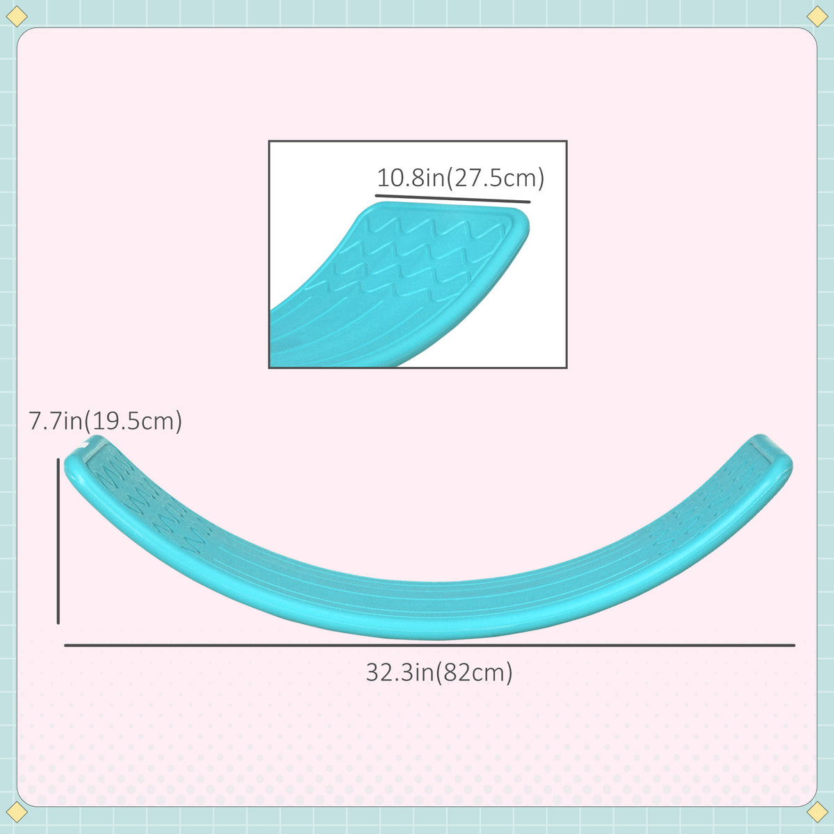 Qaba 32.3" Balance Board, Wobble Board Kids Curvy Rocker Board, Ended Preschool Learning Montessori Waldorf Toy, Ages for 3-6 Years Old