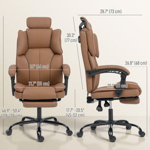 Reclining Office Chair, Executive Desk Chair with Pet-Friendly Fabric, Headrest, Footrest, Swivel Wheels – view 9