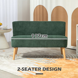 Modern 2 Seater Sofa, Upholstered Two Seater Couch with Rubber Wood Legs, Cream White – view 12