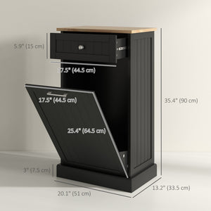 Kitchen Tilt Out Trash Bin Cabinet, Free Standing Recycling Cabinet, Trash Can Holder with Drawer, White – view 9