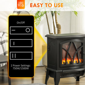 Electric Fireplace Heater, Freestanding Fireplace Stove with Realistic Flame and Overheat Protection – view 4