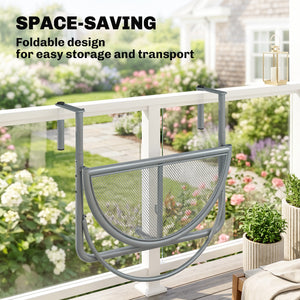 Adjustable Balcony Hanging Railing Table, Metal Mounting Mini Wall Desk Storage Rack – view 4