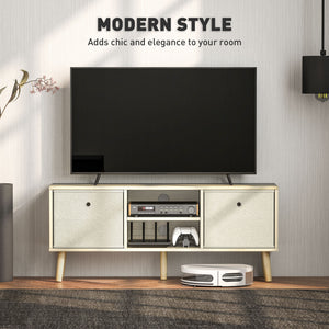 Modern TV Stand Cabinet with Foldable Drawers and Shelves for Living Room, Bedroom, White