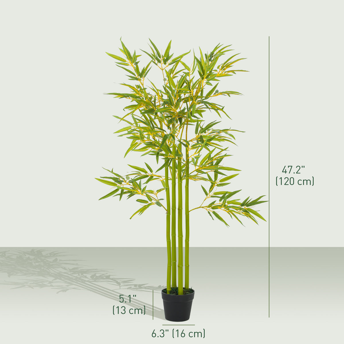 4FT Artificial Bamboo Tree Set of 2, Faux Decorative Plant in Nursery Pot for Indoor Decor