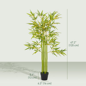 4FT Artificial Bamboo Tree Set of 2, Faux Decorative Plant in Nursery Pot for Indoor Decor