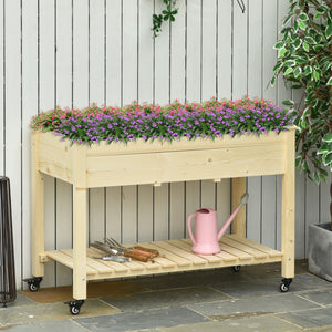 Mobile Raised Garden Bed Elevated Wood Planter Box with Lockable Wheels – view 7